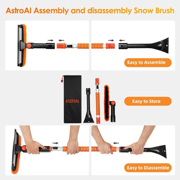 AstroAI 47.2" Ice Scrapers for Car Windshield, 3 in 1 Sturdy Snow Brush with Squeegee - Image 2