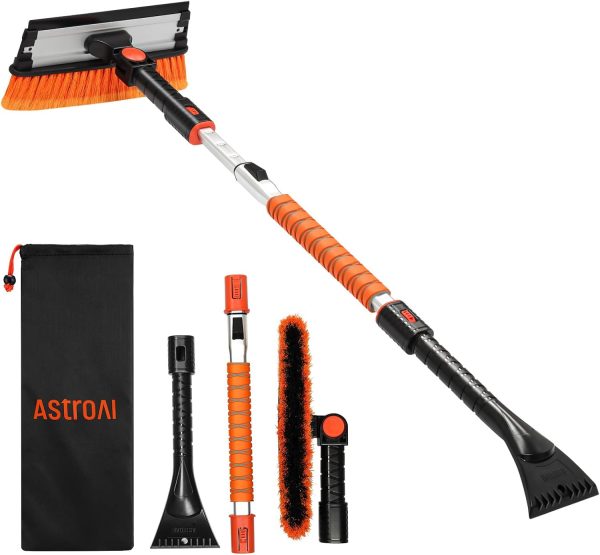 AstroAI 47.2" Ice Scrapers for Car Windshield, 3 in 1 Sturdy Snow Brush with Squeegee