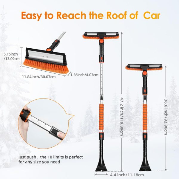 AstroAI 47.2" Ice Scrapers for Car Windshield, 3 in 1 Sturdy Snow Brush with Squeegee - Image 3