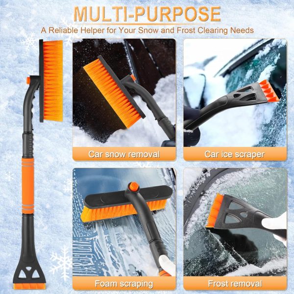 LivTee Ice Scraper and Snow Brush for Car Windshield, 32" Extendable Snow Removal Tool with 360° Rotating Brush - Image 2