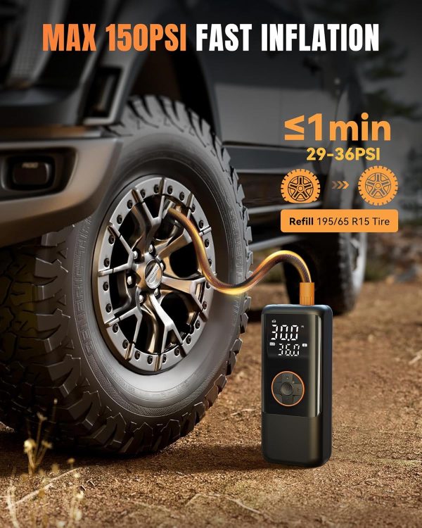 Tire Inflator Portable Air Compressor, 150PSI Air Pump for Car Tires - Image 5