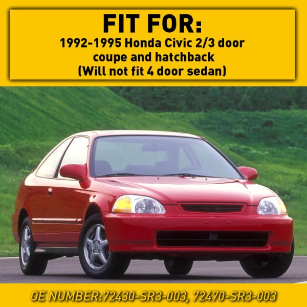 1992-1995 Honda Civic 2/3 Door Coupe & Hatchback LH/RH Door Pillar Trim - Image 2