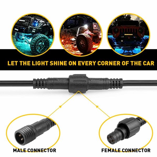 4 Pin Extension Wire Cable Connector For RGB LED Strip Rock Lights-3M - Image 2