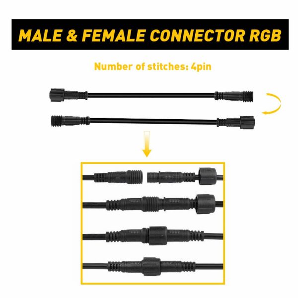 4 Pin Extension Wire Cable Connector For RGB LED Strip Rock Lights-3M - Image 8