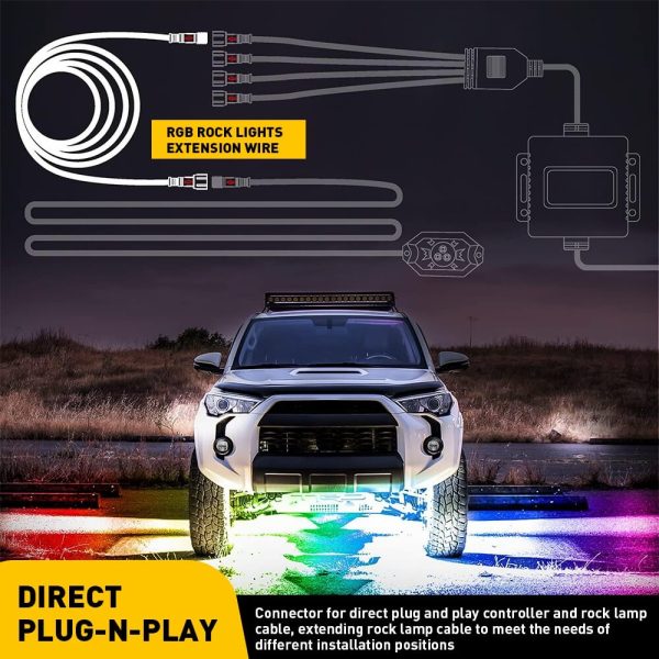 4 Pin Extension Wire Cable Connector For RGB LED Strip Rock Lights-3M - Image 7