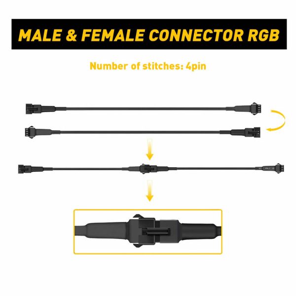 4 Pin Extension Wire Cable Connector For RGB LED Strip Rock Lights Glow-1.5M - Image 5