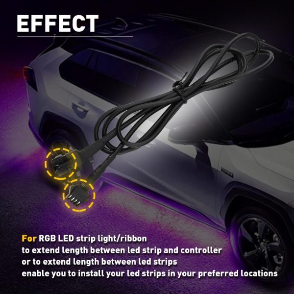 4 Pin Extension Wire Cable Connector For RGB LED Strip Rock Lights Glow-1.5M - Image 7