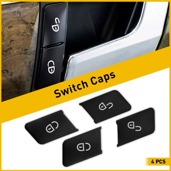 4PCS Master Window Switch Button Cover Cap For Mercedes-Benz C-Class W204 (07-14), E-Class W212(10-15) 4 Door