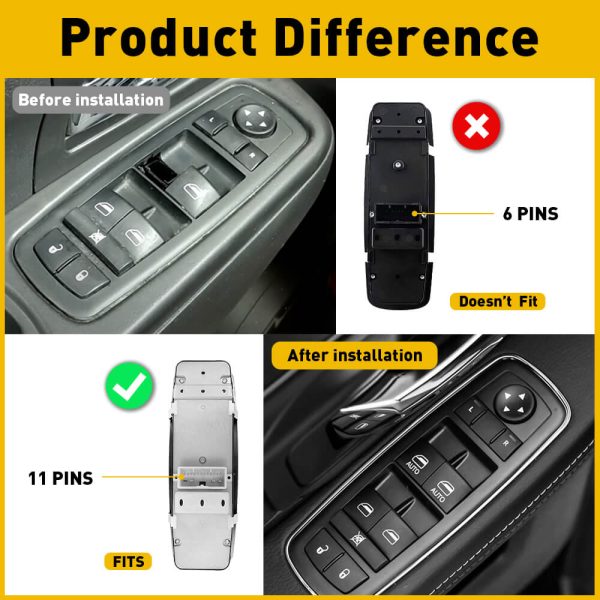 Master Power Window Control Switch for 2011-2013 Jeep Grand Cherokee Dodge DURANGO 11Pin - Image 4