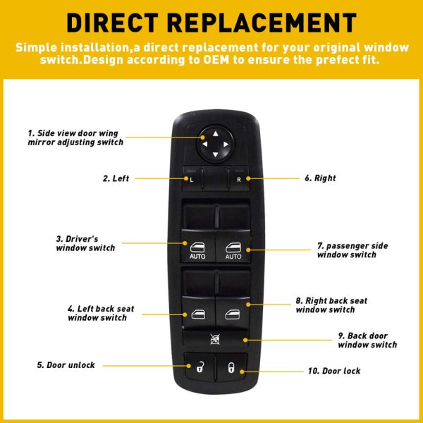 Master Power Window Control Switch for 2011-2013 Jeep Grand Cherokee Dodge DURANGO 11Pin - Image 6