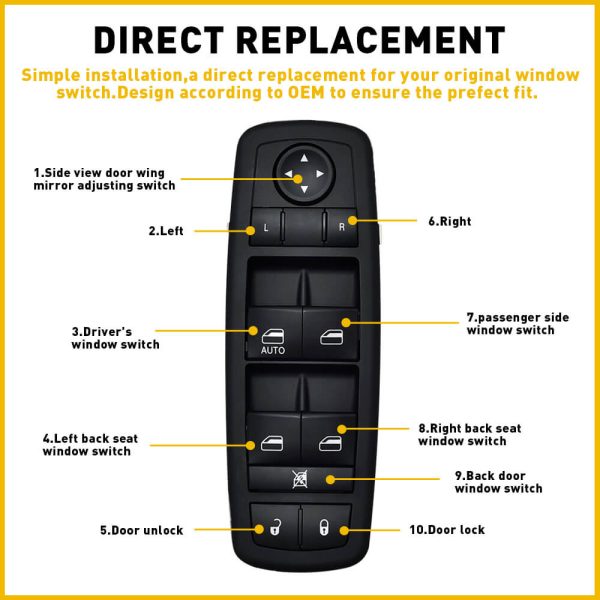 Car Power Master Window Switch For 2011-2016 Dodge Journey 8+13 Pins Without Power Folding Mirrors - Image 6