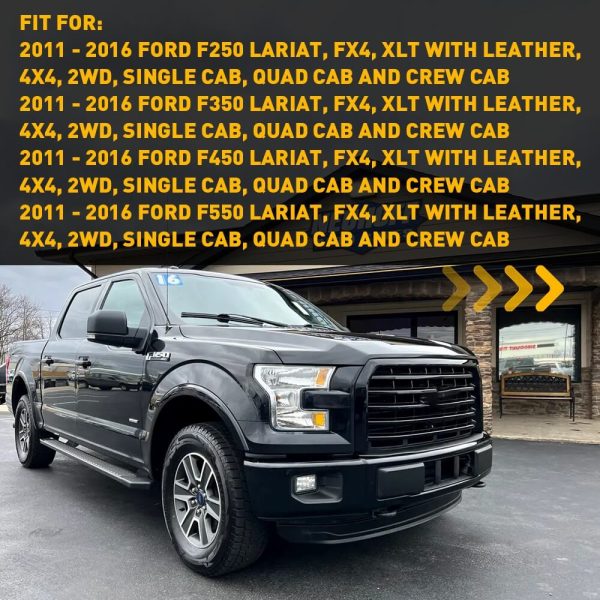 Driver Side Bottom Perforated Leather Seat Cover Fits 2011 - 2016 Ford F250 / F350 / F450 / F550 - Image 4