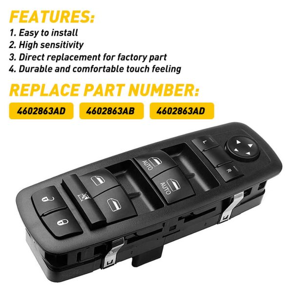 Driver Side Master Power Window Switch Compatible for 09-12 Dodge Ram 1500/2500/3500 & 07-11 Nitro, 09-10 Journey, 08-12 Jeep Liberty - Image 6