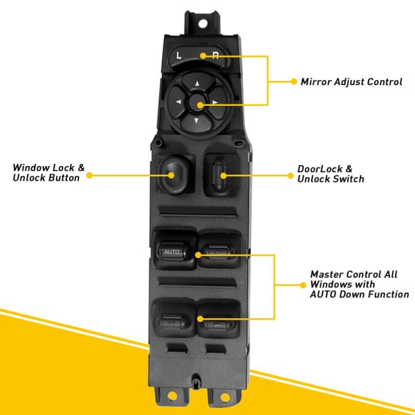 Driver Side Power Window Switch and Window Switch Bezel Replacement for 2002-2010 Dodge Ram 1500 2500 3500 - Image 2