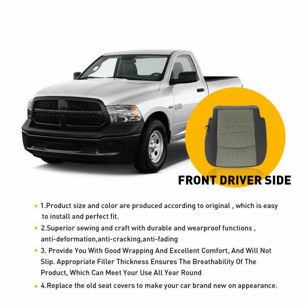 For 2009 - 2012 Dodge Ram 1500 2500 3500 4500 5500 Driver Side Bottom Cloth Seat Cover - Image 6