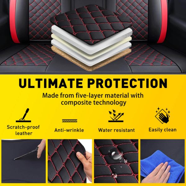 Full Set Leather Car Seat Covers 5 Pieces, Fits for 07-23 Toyota Tacoma Crew Cab - Image 6