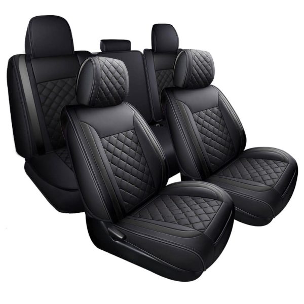 Full Set Leather Car Seat Covers 5 Pieces, Fits for 07-23 Toyota Tacoma Crew Cab