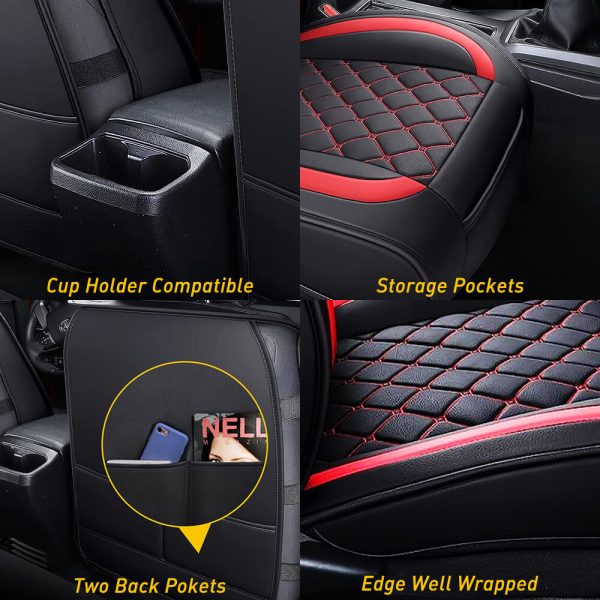 Full Set Leather Car Seat Covers 5 Pieces, Fits for 07-23 Toyota Tacoma Crew Cab - Image 7