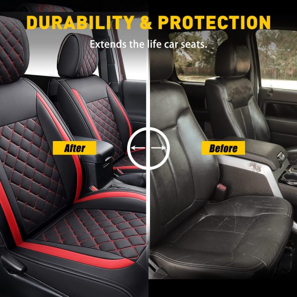 Full Set Leather Car Seat Covers 5 Pieces, Fits for 07-23 Toyota Tacoma Crew Cab - Image 5