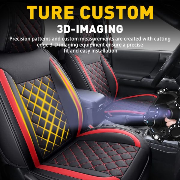 Full Set Leather Car Seat Covers 5 Pieces, Fits for 07-23 Toyota Tacoma Crew Cab - Image 4