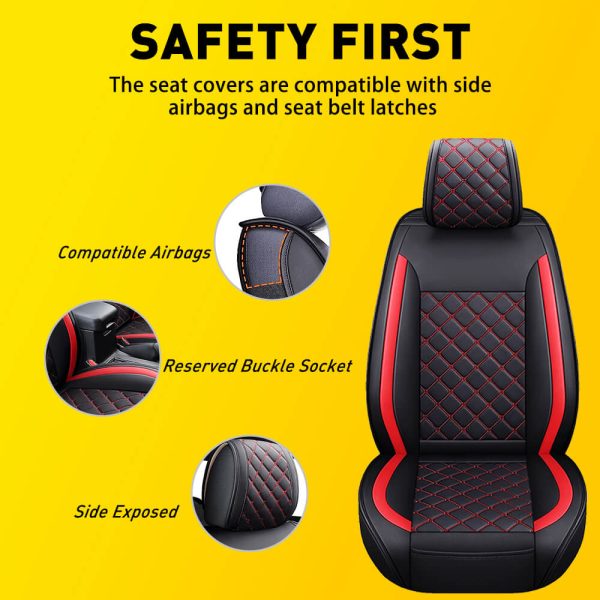 Full Set Leather Car Seat Covers 5 Pieces, Fits for 07-23 Toyota Tacoma Crew Cab - Image 9