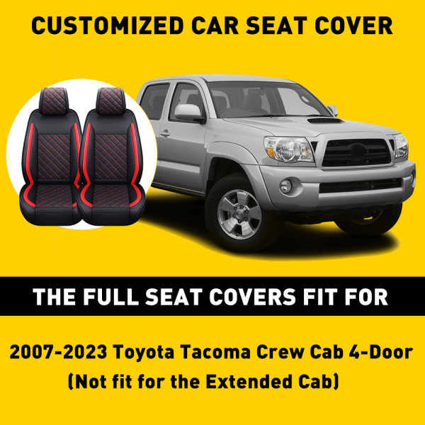 Full Set Leather Car Seat Covers 5 Pieces, Fits for 07-23 Toyota Tacoma Crew Cab - Image 11