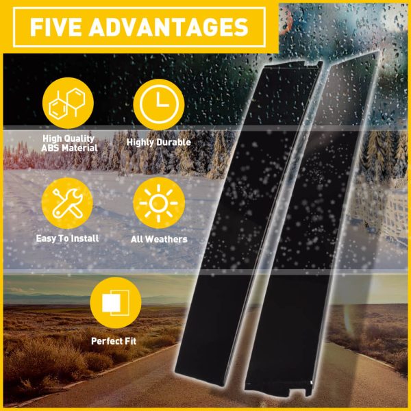 Gloss Black B Pillar Door Trim Molding for 2015-2020 Cadillac, Chevy and GMC - Image 5