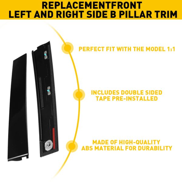 Gloss Black B Pillar Door Trim Molding for 2015-2020 Cadillac, Chevy and GMC - Image 6