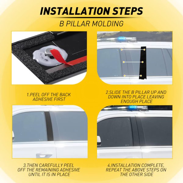 Gloss Black B Pillar Door Trim Molding for 2015-2020 Cadillac, Chevy and GMC - Image 7