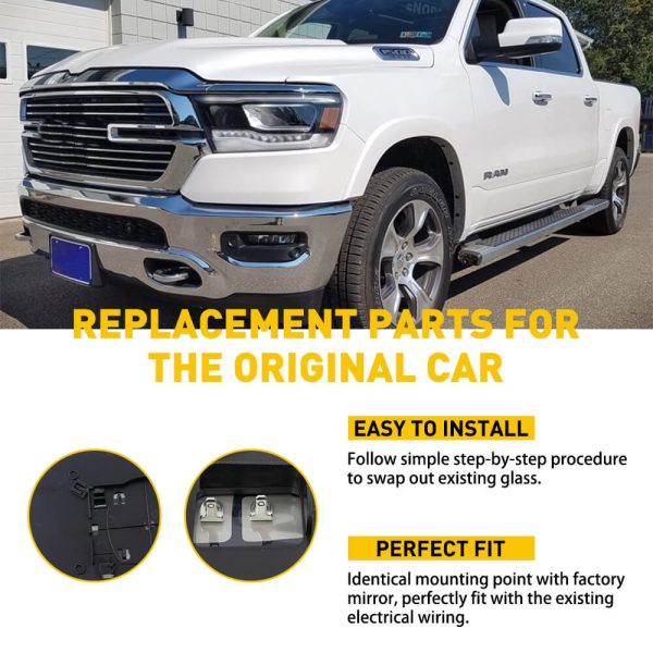 Heated Mirror Glass for 2010-2019 Dodge Ram 1500 2500, 2019 Ram 1500 Classic (Left & Right) - Image 9