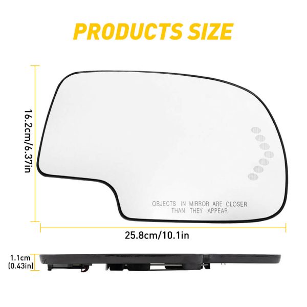 Heated Mirror Glass with Integrated Chevron-Style Turn Signal for 2003-2007 Cadillac, Chevrolet, GMC Models - Image 8