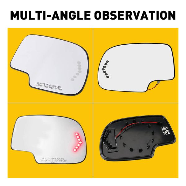 Heated Mirror Glass with Integrated Chevron-Style Turn Signal for 2003-2007 Cadillac, Chevrolet, GMC Models - Image 6