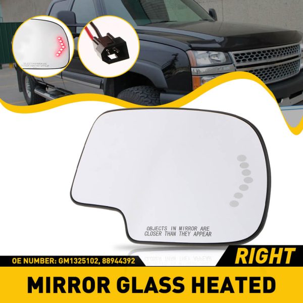 Heated Mirror Glass with Integrated Chevron-Style Turn Signal for 2003-2007 Cadillac, Chevrolet, GMC Models - Image 11