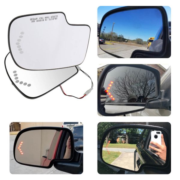 Heated Mirror Glass with Integrated Chevron-Style Turn Signal for 2003-2007 Cadillac, Chevrolet, GMC Models - Image 2