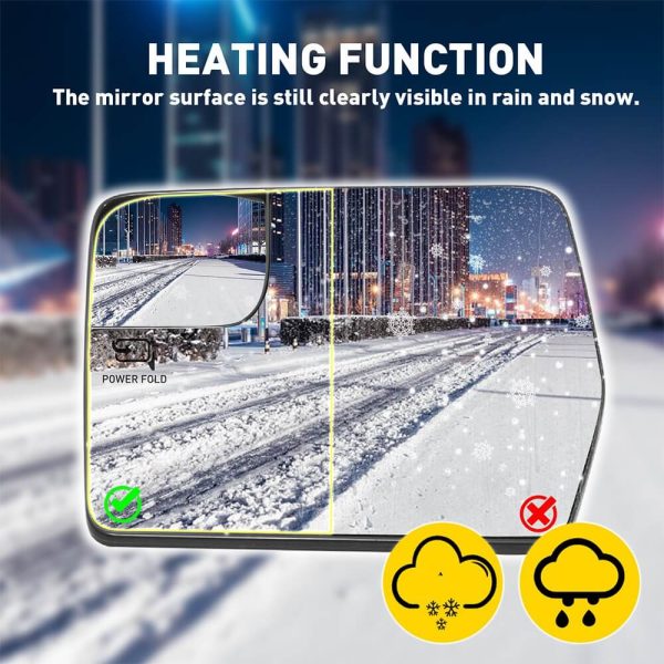 Left Driver Side Heated Mirror Glass with Blind Spot Glass for?2011-2014 Ford F150 - Image 4