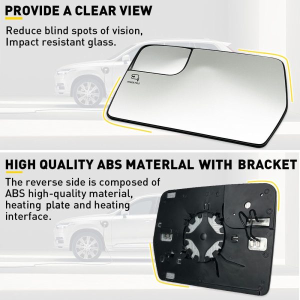 Left Driver Side Heated Mirror Glass with Blind Spot Glass for?2011-2014 Ford F150 - Image 6