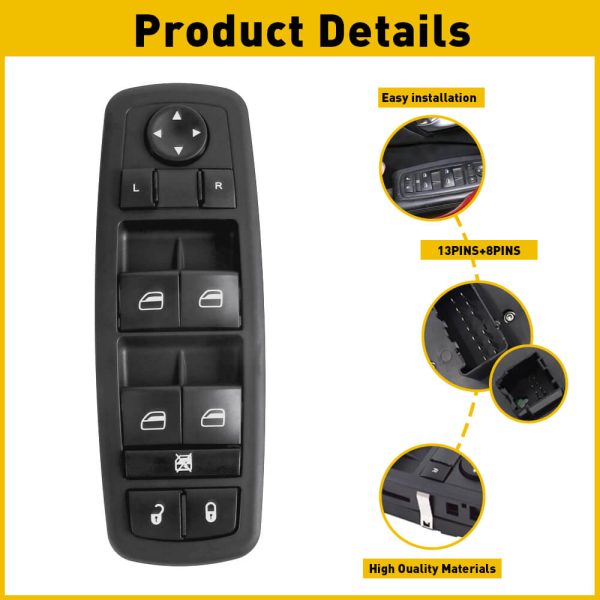 Master Power Window Control Switch for Chrysler 200, Dodge Dart, Jeep Cherokee 13+8pin - Image 7