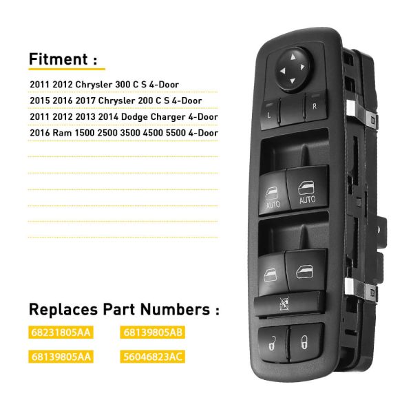 Master Power Window Door Switch For Chrysler Dodge Charger Ram 4-Door 11 PIN - Image 3