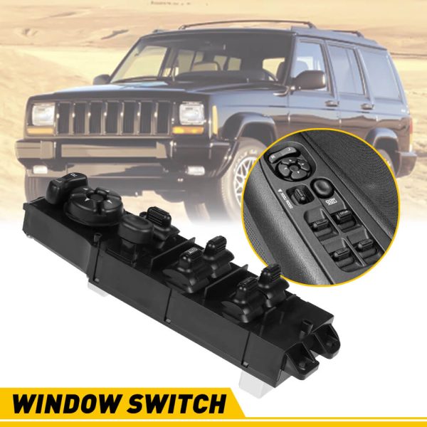 Master Power Window Switch, Car Window Switch Button For 1997-2001 Jeep Cherokee 12+8 Pin