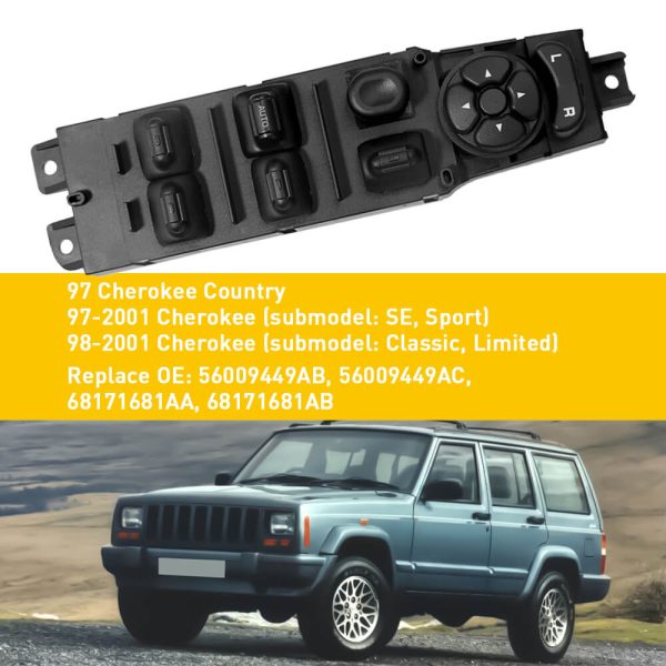 Master Power Window Switch, Car Window Switch Button For 1997-2001 Jeep Cherokee 12+8 Pin - Image 3