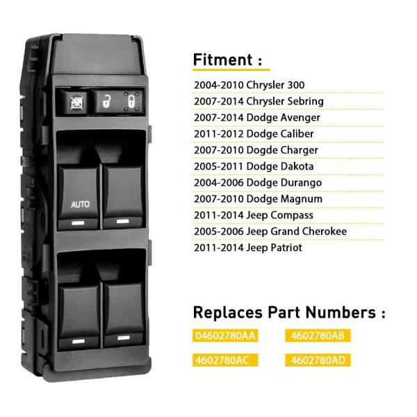 Master Power Window Switch, Car Window Switch Button For Chrysler 300 Dodge Avenger Dakota Jeep Compass Patriot 7+6 Pin - Image 3