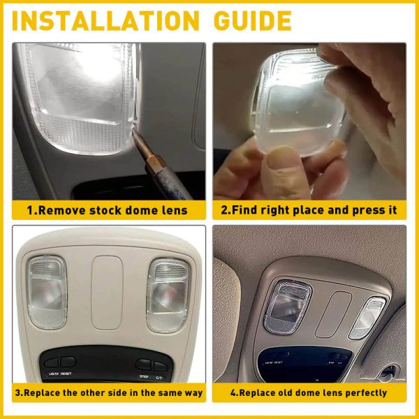 Pair Clear Overhead Console Reading Lamp Shell for Dodge Ram 02-08 1500, 03-09 2500 3500, 08-10 4500 5500 - Image 7