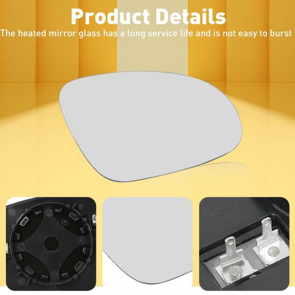 Right Passenger Side Heated Mirror Glass for Volkswagen Passat, Jetta, Beetle etc. - Image 8
